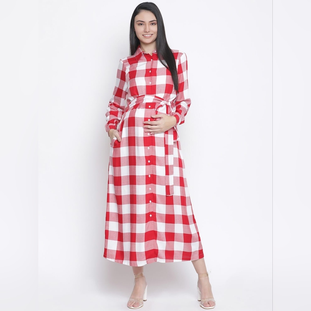 Cerise: Gingham Maternity Dress